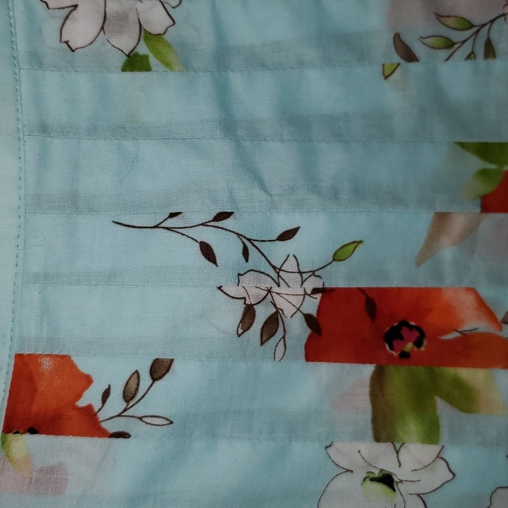 New Talbots All Cotton Pin Tuck Floral Red Poppy Fully Lined Midi Skirt 18 - Picture 6 of 13